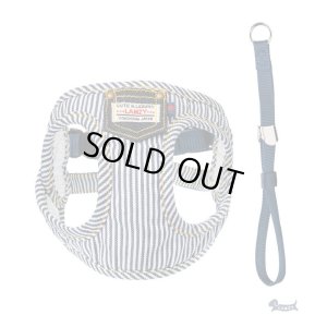 画像1: ソフトフェザーハーネスデニムポケット【補助首輪付き・ネイビー】