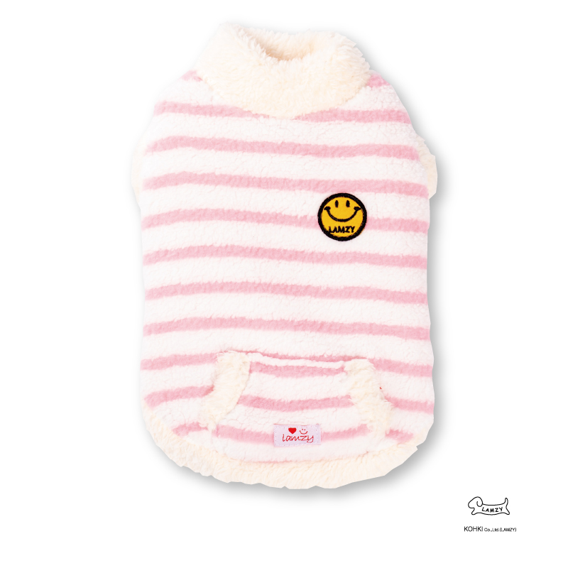 ボーダーフリース ピンク Lamzy