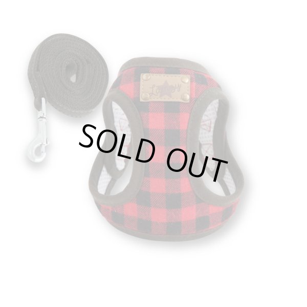 画像1: ソフトフェザーハーネス　チェック　スター【レッド】 (1)