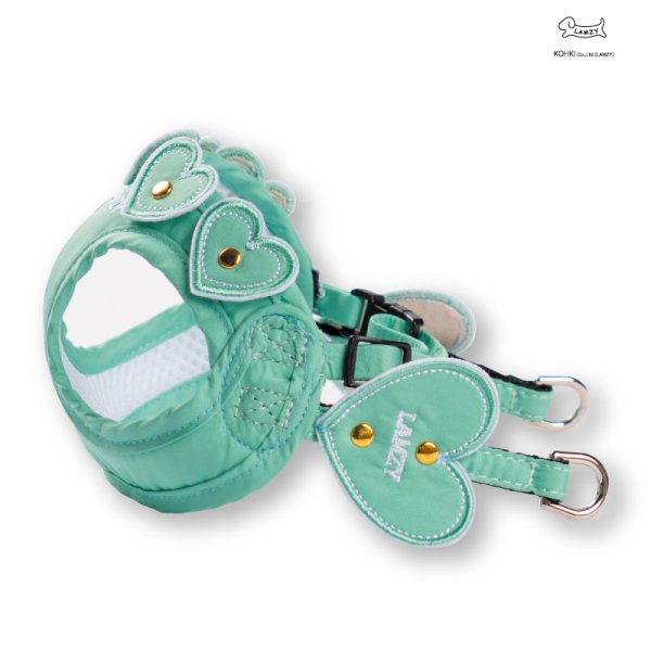 画像2: ソフトフェザーハーネス　ツインハート（横から見たら可愛いシリーズ）【ミント】  (2)